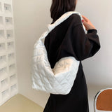 Women Solid Down Bag Space Padded Hobos Handbags Shoulder Bags Nylon