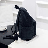 Solid Corduroy Knapsack Zipper Shoulder Backpack