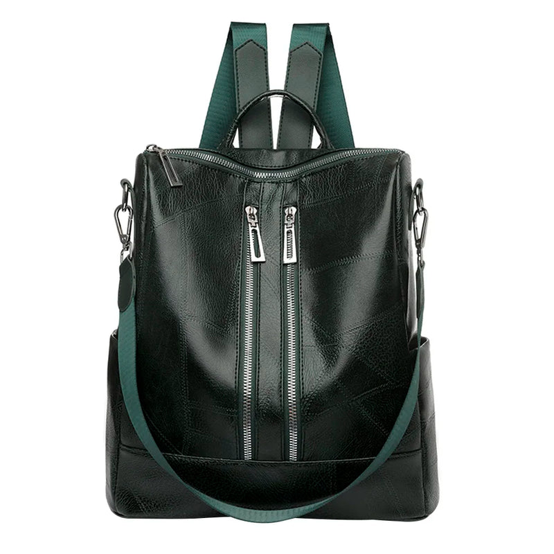 Women Solid PU Leather Anti-theft Backpack