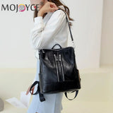 Women Solid PU Leather Anti-theft Backpack