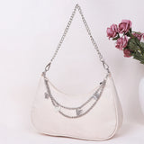Women Solid Shoulder Underarm Bags Casual Ladies Shopper Purses Butterfly Chain