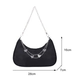 Women Solid Shoulder Underarm Bags Casual Ladies Shopper Purses Butterfly Chain