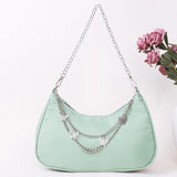 Women Solid Shoulder Underarm Bags Casual Ladies Shopper Purses Butterfly Chain
