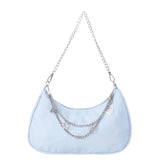 Women Solid Shoulder Underarm Bags Casual Ladies Shopper Purses Butterfly Chain