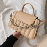 Women Square PU Leather Shoulder Bag Large Capacity Tote Bag