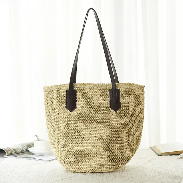 Women Straw Woven Bag Underarm Shoulder Bag Vintage Summer
