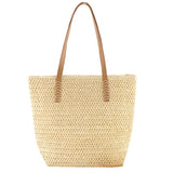 Women Summer Hand-woven Tote Bags Solid Travel Handbags Ladies Sea Beach