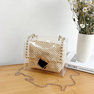 Straw Crossbody Shoulder Bag Beach Rattan Handbag for Women