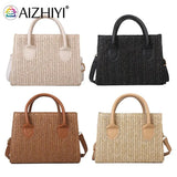 Women Straw Messenger Bag Beach Rattan Purse Woven Crossbody Handbag
