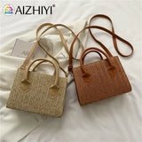 Women Straw Messenger Bag Beach Rattan Purse Woven Crossbody Handbag