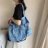 Denim Casual Tote Shoulder Bag Large Capacity Shopper Tote