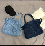 Denim Casual Tote Shoulder Bag Large Capacity Shopper Tote