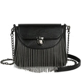 Women Tassel Small Square Bag Big Ring Leather Shoulder Crossbody Bags