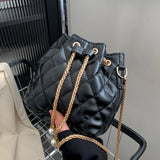 Plush Women's Drawstring Bag with Chain Handle