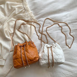 Plush Women's Drawstring Bag with Chain Handle