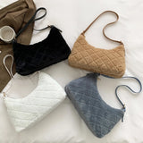 Women Top Handle Bag Rhombus Plush Clutches Bag