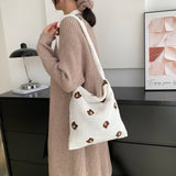 Women Animal Pattern Plush Hobos Shoulder Bags