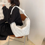 Cotton Padded Handbag Solid Color Shoulder Tote Bag Nylon for Travel