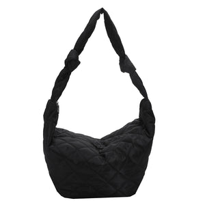 Women Cotton Padded Top-handle Totes Solid Casual Shoulder Bags Nylon