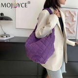 Women Cotton Padded Top-handle Totes Solid Casual Shoulder Bags Nylon