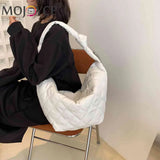 Women Cotton Padded Top-handle Totes Solid Casual Shoulder Bags Nylon