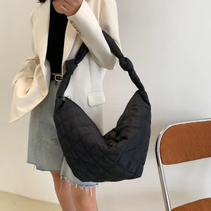 Women Top-handle Handbags Solid Cotton Padded Top-handle Totes