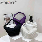 Women Cotton Padded Top-handle Totes Solid Casual Shoulder Bags Nylon