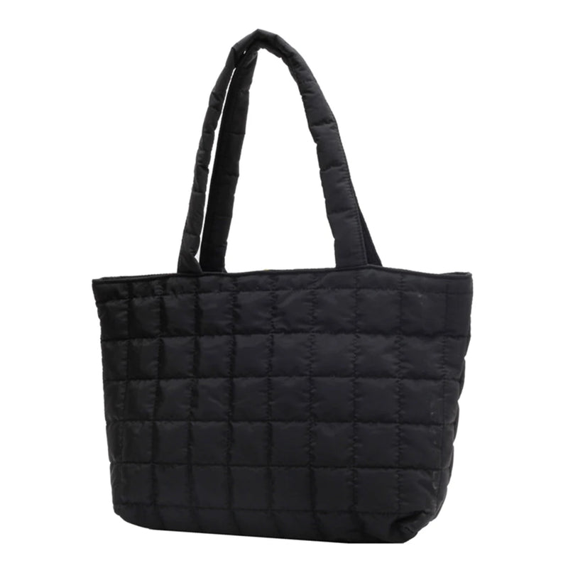 Women Quilted Tote Bag Rhombus Pattern Shoulder Handbag