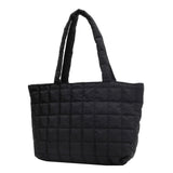 Women Quilted Tote Bag Rhombus Pattern Shoulder Handbag