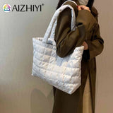 Women Quilted Tote Bag Rhombus Pattern Shoulder Handbag