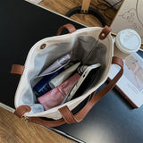 Women Tote Handbag PU Leather Patchwork Bucket Shoulder Bag High Capacity