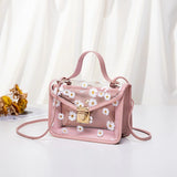 Women Daisy Pattern Crossbody Shoulder Bag Transparent Composite Tote