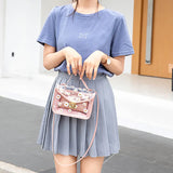 Women Daisy Pattern Crossbody Shoulder Bag Transparent Composite Tote