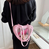 Women Transparent Shoulder Bag Love Heart Shaped Clear Underarm Tote Fashion