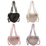 Women Transparent Shoulder Bag Love Heart Shaped Clear Underarm Tote Fashion