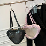 Women Transparent Shoulder Bag Love Heart Shaped Clear Underarm Tote