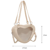 Women Transparent Shoulder Bag Love Heart Shaped Clear Underarm Tote