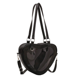 Women Transparent Shoulder Bag Love Heart Shaped Clear Underarm Tote