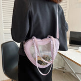 Women Transparent Shoulder Bag Love Heart Shaped Clear Underarm Tote