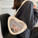 Women Transparent Shoulder Bag Love Heart Shaped Clear Underarm Tote
