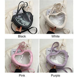 Heart Shaped PVC Transparent Shoulder Bag for Women