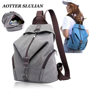 Canvas Travel Backpack for Women Large Capacity Laptop Rucksack