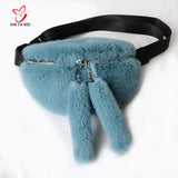 Women Faux Fur Waist Bag Casual Shoulder Tote Bag
