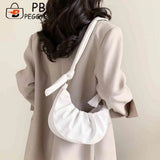 PU Leather Cloud Pleated Women's Underarm Bag Solid Hobos