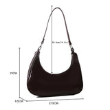 Women Underarm Bags Solid Bright PU Leather Hand Bag Female Half Moon Shoulder B