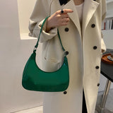 Women Underarm Bags Solid Bright PU Leather Hand Bag Female Half Moon Shoulder B
