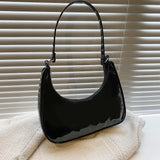 Women Underarm Bags Solid Bright PU Leather Hand Bag Female Half Moon Shoulder B