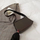 Women Underarm Bags Solid Shoulder Handbags Zipper Clutch PU Leather