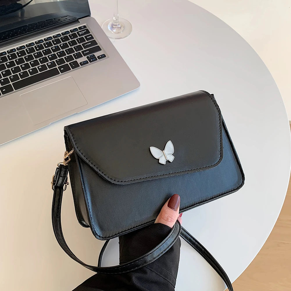 Vintage Leather Handbag Female Flap Solid Crossbody Bag for Lady