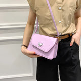 Vintage Leather Handbag Female Flap Solid Crossbody Bag for Lady